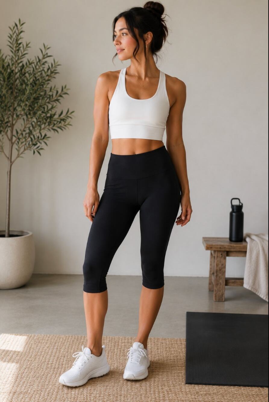 Lululemon Wunder Under Cropped Black Leggings SZ 4 Workout Pilates Gym Active